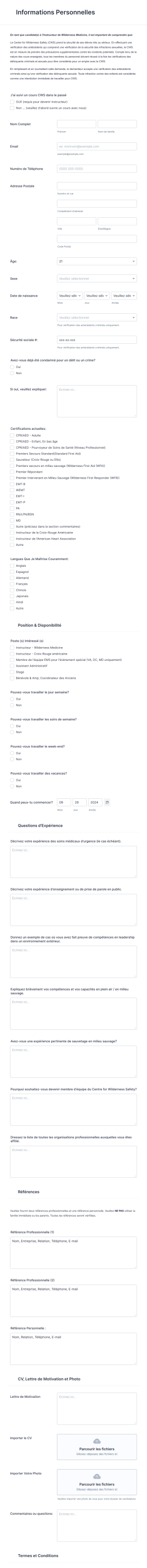 Formulaire De Demande De Personnel Médical