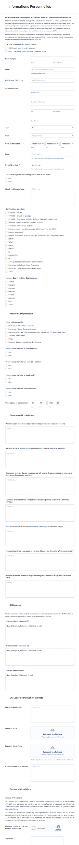 Formulaire De Demande De Personnel Médical