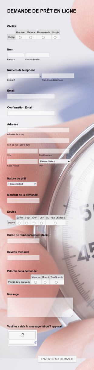 Formulaire De Demande De Prêt En Ligne Form Template