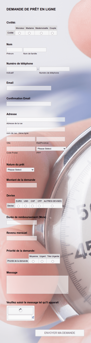 Formulaire De Demande De Prêt En Ligne