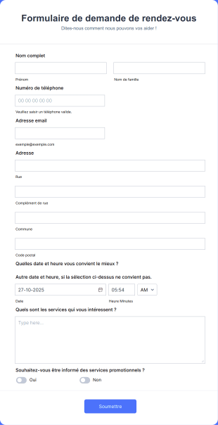 Formulaire De Demande De Rendez Vous Form Template