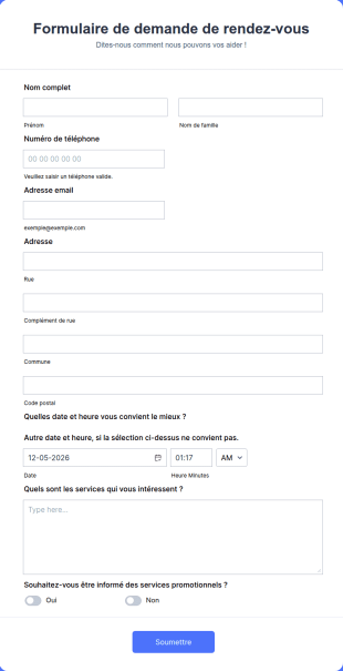 Formulaire De Demande De Rendez Vous