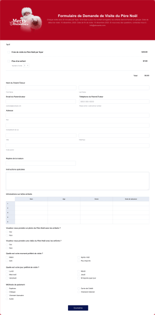 Formulaire De Demande De Visite Du Père Noël Form Template
