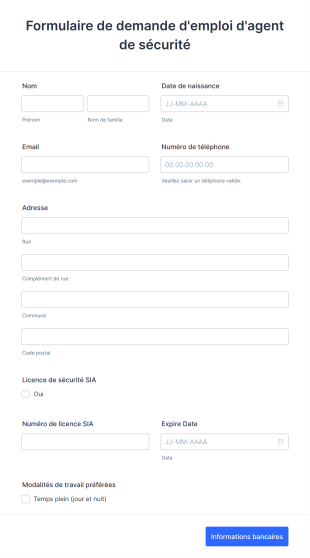 Formulaire De Demande D'emploi D'agent De Sécurité