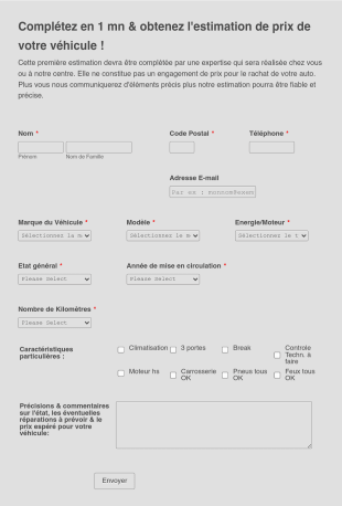 Formulaire De Demande Destimation Du Prix Du Véhicule