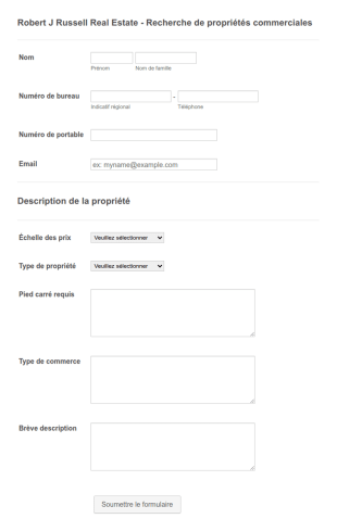 Formulaire De Demande D'évaluation De Propriété