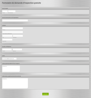 Formulaire De Demande D'inspection Gratuite Form Template