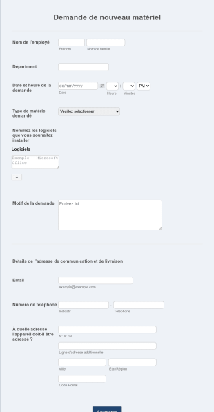 Formulaire De Demande D'ordinateur Form Template
