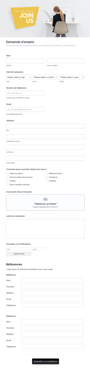 Formulaire De Demande D'un Emploi