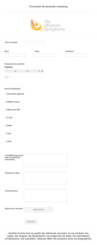 Formulaire De Demande Marketing