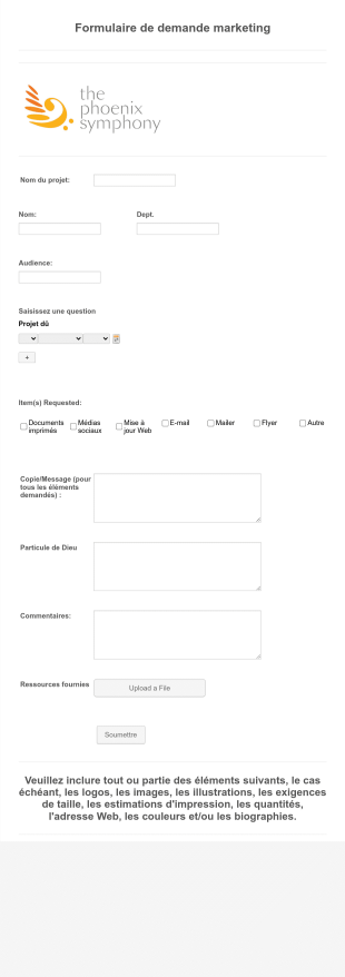 Formulaire De Demande Marketing Form Template
