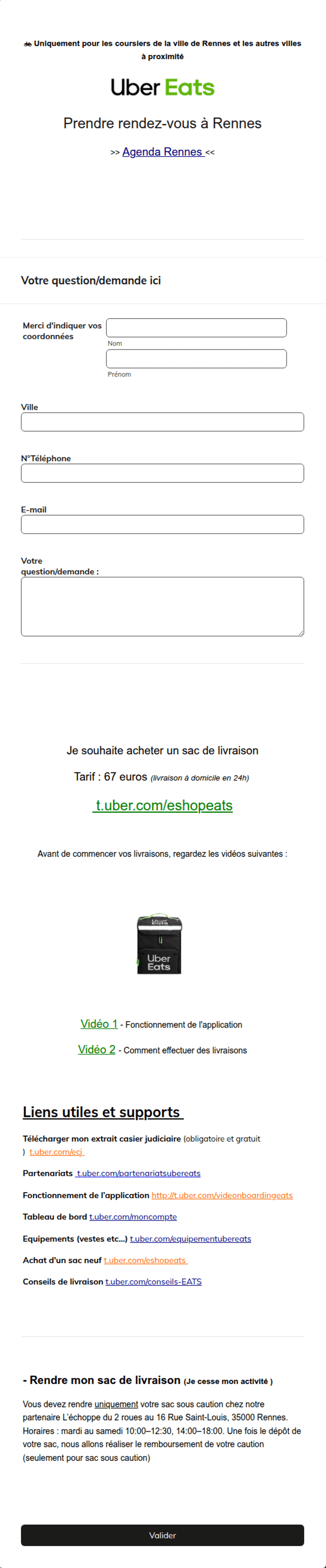 Formulaire de demande Uber Eats Modèle du formulaire | Jotform