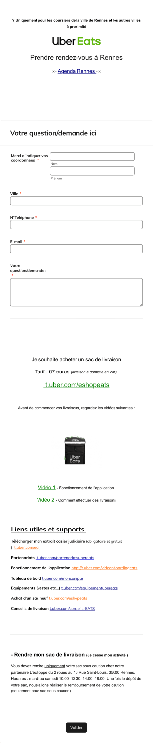 Formulaire De Demande Uber Eats Form Template