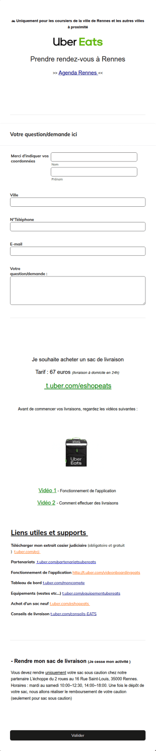 Formulaire De Demande Uber Eats