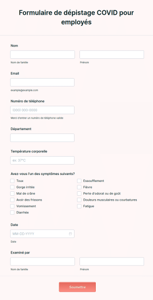 Formulaire De Dépistage COVID Pour Employés