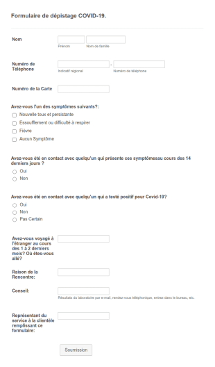 Formulaire De Dépistage COVID19.