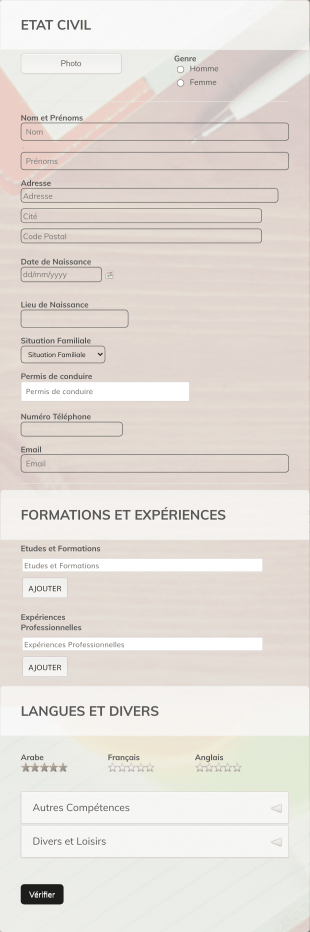 Formulaire De Dépose De CV Sahraoui Form Template