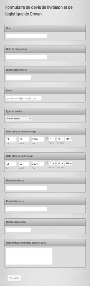 Formulaire De Devis De Livraison Form Template