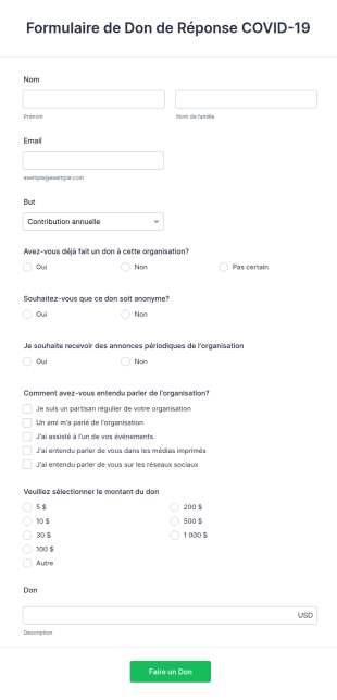 Formulaire De Don De Réponse COVID 19