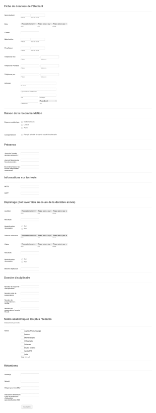 Formulaire De Données De L'étudiant Form Template