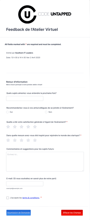 Formulaire De Feedback De L'Atelier Virtuel