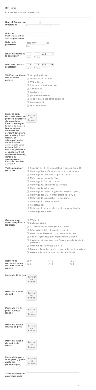Formulaire De Fin De Mission Form Template