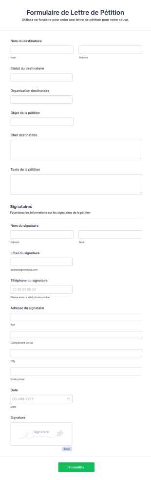 Formulaire De Lettre De Pétition