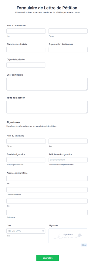 Formulaire De Lettre De Pétition Form Template