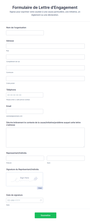 Formulaire De Lettre D'Engagement