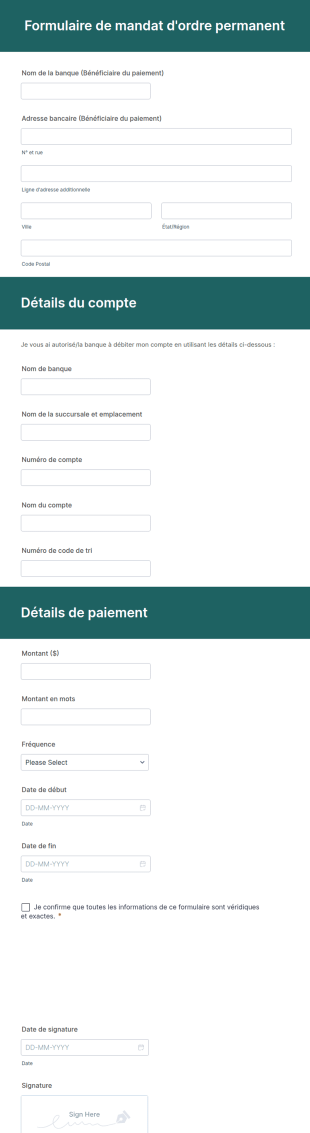 Formulaire De Mandat D'ordre Permanent