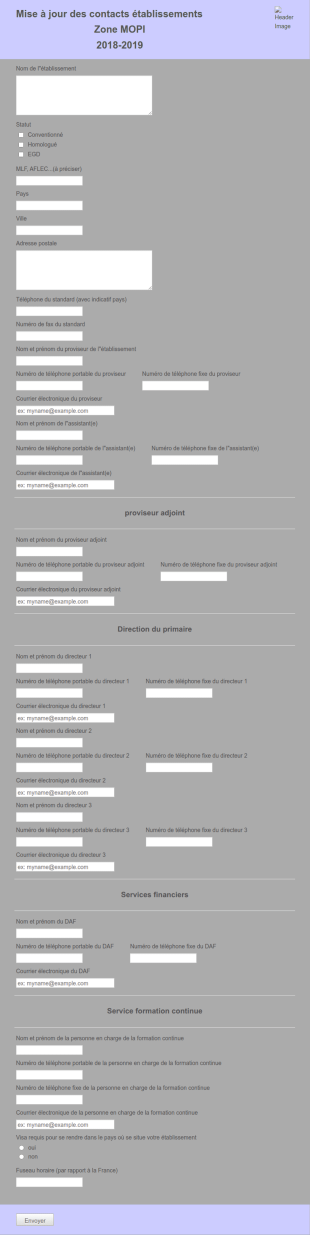 Formulaire De Mise à Jour De Coordonnées