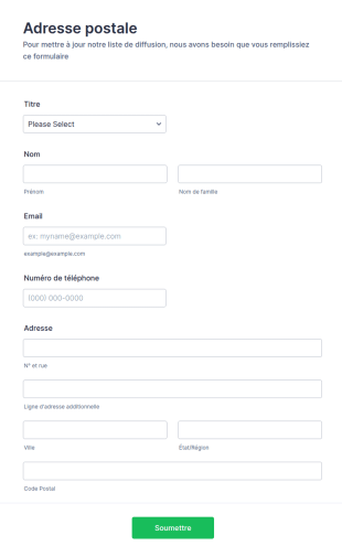 Formulaire De Mise à Jour De L'adresse Postale