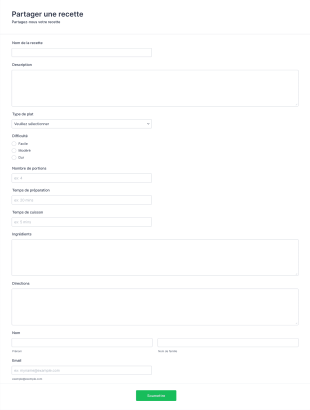 Formulaire De Partage De Recettes D&H Marketing Form Template