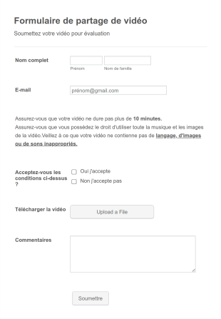 Formulaire De Partage De Vidéo
