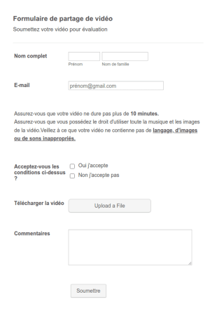 Formulaire De Partage De Vidéo
