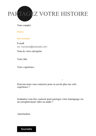 Formulaire De Partage De Votre Histoire Responsive