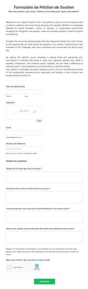Formulaire De Pétition De Soutien