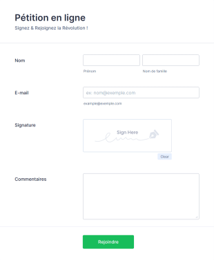 Formulaire De Pétition En Ligne Avec E Signature Form Template