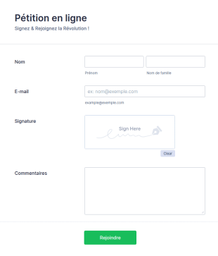 Formulaire De Pétition En Ligne Avec E Signature