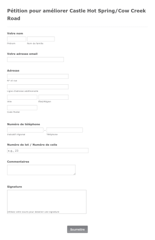Formulaire De Pétition Pour L'amélioration Des Routes Form Template