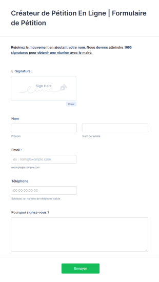 Formulaire De Pétition Pour Une Réunion Avec Le Maire Form Template