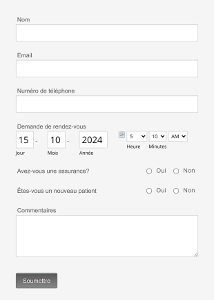 Formulaire De Planification De Rendez Vous