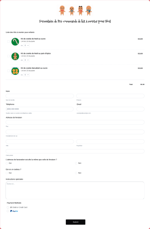 Formulaire De Pré Commande De Kit à Monter Pour Noël