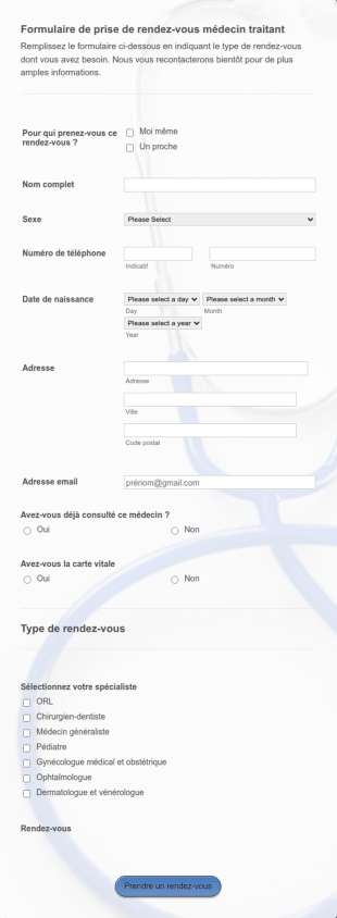 Formulaire De Prise De Rendez Vous Médecin Traitant