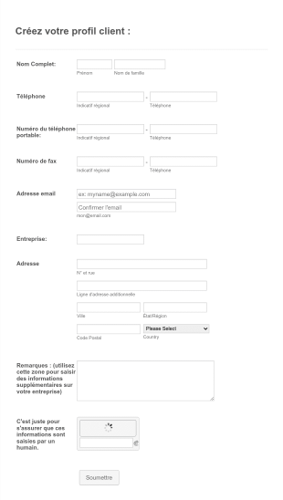 Formulaire De Profil Client Form Template