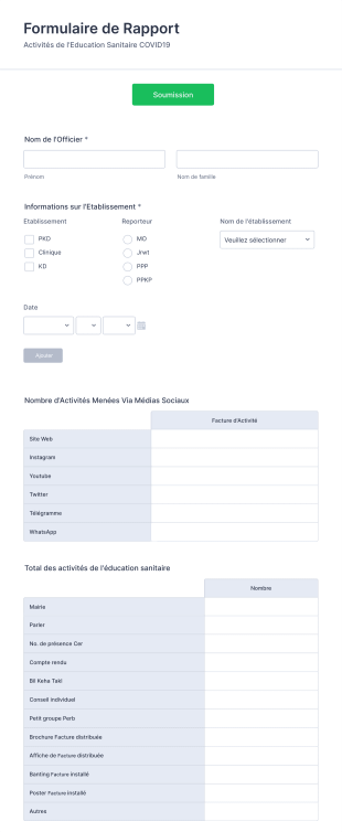 Formulaire De Rapport Journalier HE Covid 19 Form Template