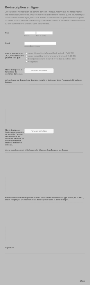 Formulaire De Ré Inscription En Ligne Form Template