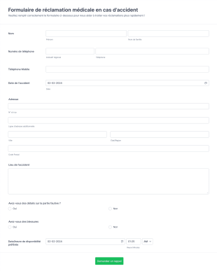 Formulaire De Réclamation D'urgence Form Template