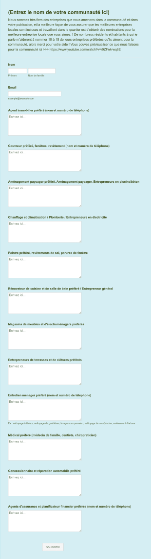 Formulaire De Recommandation De Quartier Form Template