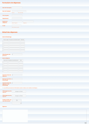 Formulaire De Remboursement Des Dépenses Avec Calculs Form Template